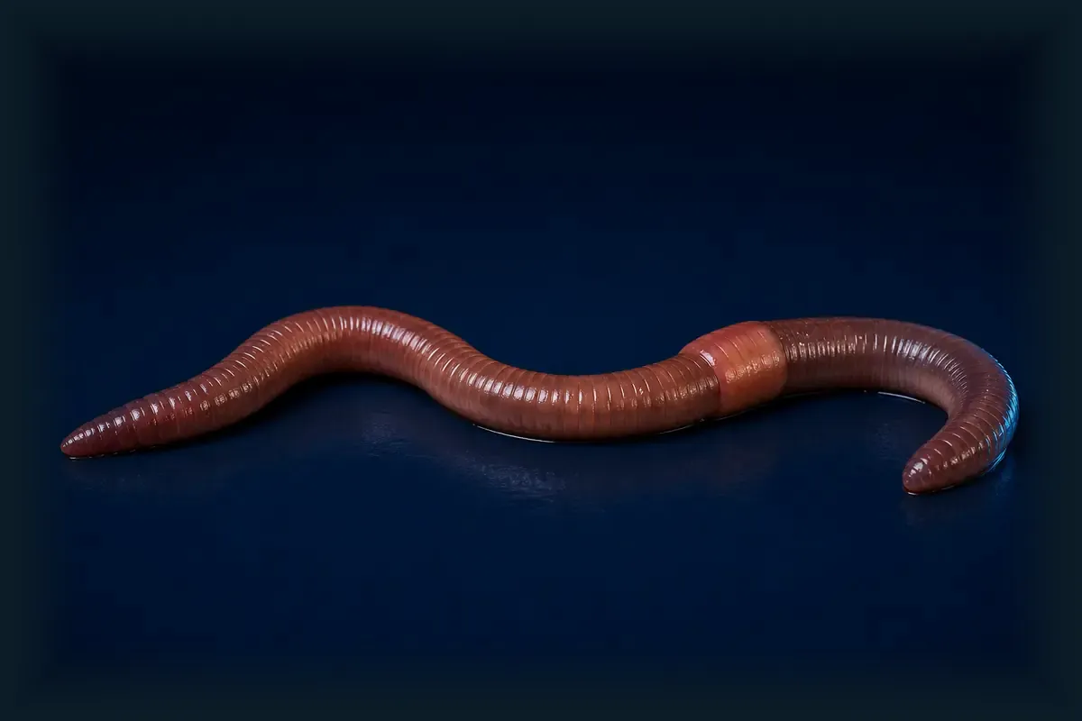 Nightcrawler worked slowly on the bottom fishing bait on a dark blue background